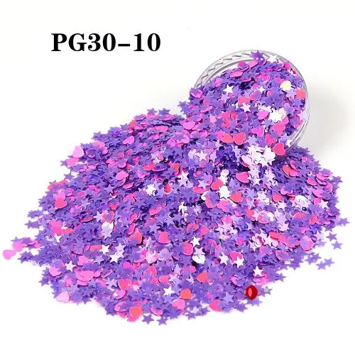Love & Star-Shaped Glitter Flakes – High-Sparkle Heart and Star Glitter for Resin, Tumblers, Nail Art, DIY Crafts, Valentine's Day & Party Decorations, Bulk & Wholesale Glitter Supplier