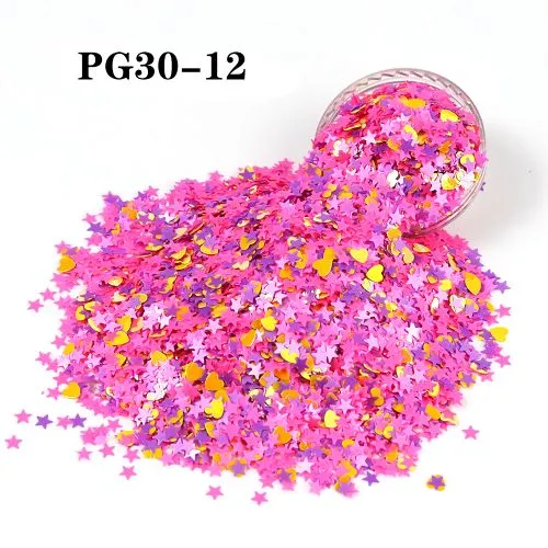 Love & Stars Glitter Mix – High-Sparkle Heart & Star Glitter for Resin, Nail Art, Tumblers, DIY Crafts, Valentine's Day & Party Decorations, Bulk & Wholesale Glitter Supplier
