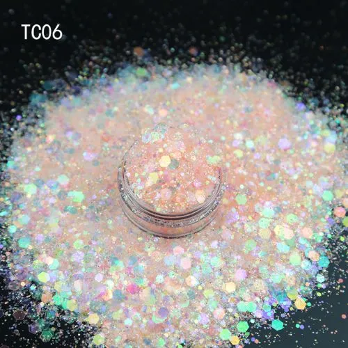 TC06-2-Non-Toxic Polyester Glitter Powder DIY decoration Mixed Chunky glitter